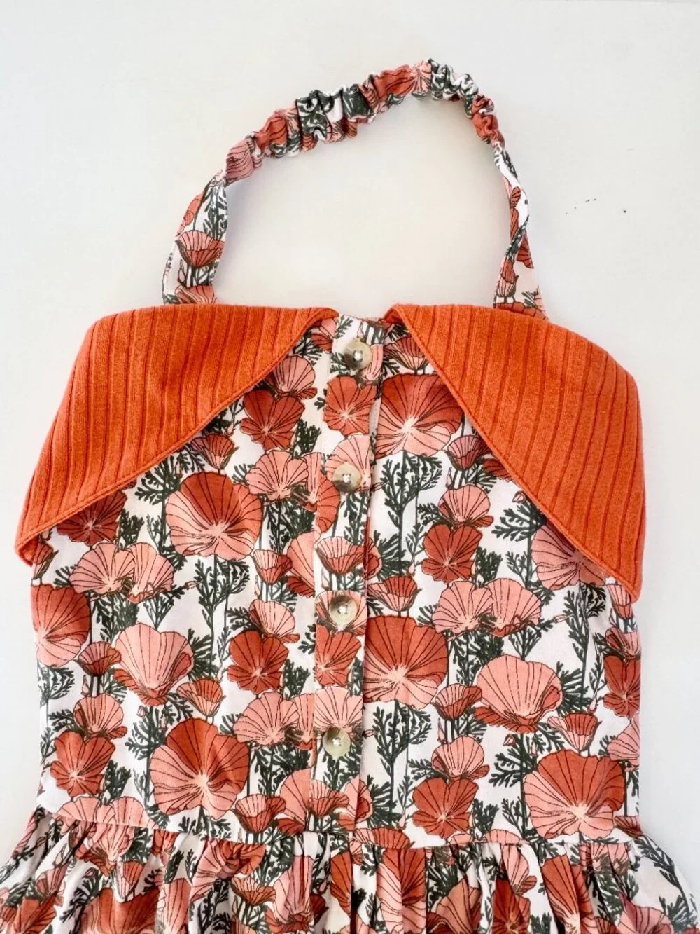 Kate Quinn 4T Girls Dress NWT California Poppy Halter Button Back Organic Cotton